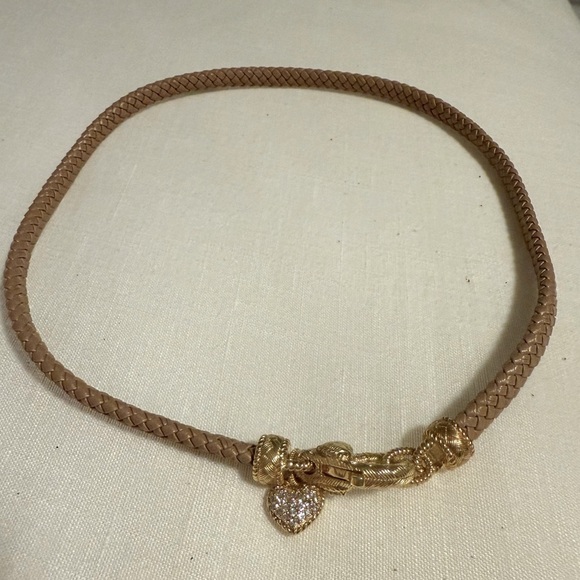 NWT QVC Heart Charm Necklaces Set | Gold & Rose Gold | Leather Cord Pair - Picture 5 of 6